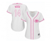 Women's Majestic Cincinnati Reds #14 Pete Rose Authentic White Fashion Cool Base MLB Jersey