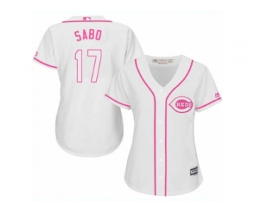 Women's Majestic Cincinnati Reds #17 Chris Sabo Authentic White Fashion Cool Base MLB Jersey