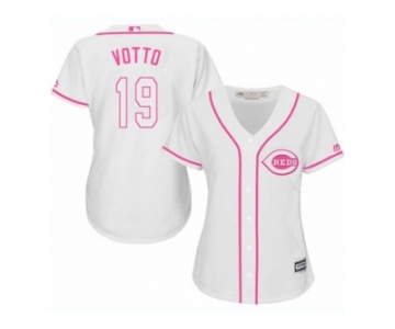 Women's Majestic Cincinnati Reds #19 Joey Votto Authentic White Fashion Cool Base MLB Jersey