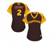 Women's Majestic Cincinnati Reds #2 Zack Cozart Authentic Brown 2016 All-Star National League BP Cool Base MLB Jersey