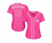 Women's Majestic Cincinnati Reds #28 Anthony DeSclafani Replica Pink Fashion Cool Base MLB Jersey