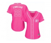 Women's Majestic Cincinnati Reds #29 Brandon Finnegan Replica Pink Fashion Cool Base MLB Jersey