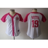 women mlb cincinnati reds #19 votto white pink[2012]