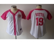 women mlb cincinnati reds #19 votto white pink[2012]