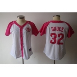 women mlb cincinnati reds #32 bruce white pink[2012]