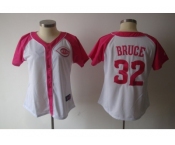 women mlb cincinnati reds #32 bruce white pink[2012]