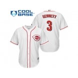 Youth Cincinnati Reds #3 Scooter Gennett White Cool Base Stitched MLB Jersey