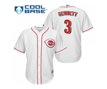 Youth Cincinnati Reds #3 Scooter Gennett White Cool Base Stitched MLB Jersey