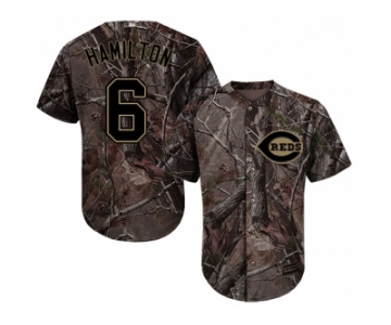 Youth Cincinnati Reds #6 Billy Hamilton Camo Realtree Collection Cool Base Stitched MLB Jersey