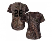 Women Los Anaheim Angels #28 Andrew Heaney Camo Realtree Collection Cool Base Stitched MLB Jersey