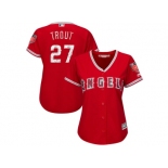 Women Los Angeles Angels #27 Mike Trout Majestic Scarlet 2018 Spring Training Cool Base Player Jersey