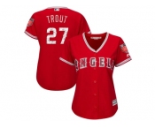 Women Los Angeles Angels #27 Mike Trout Majestic Scarlet 2018 Spring Training Cool Base Player Jersey