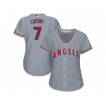 Women Los Angeles Angels #7 Zack Cozart Grey Road Stitched MLB Jersey