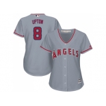 Women Los Angeles Angels #8 Justin Upton Grey Road Stitched Baseball Jersey