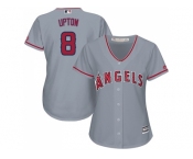 Women Los Angeles Angels #8 Justin Upton Grey Road Stitched Baseball Jersey