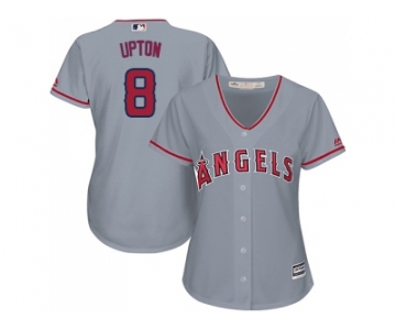 Women Los Angeles Angels #8 Justin Upton Grey Road Stitched Baseball Jersey