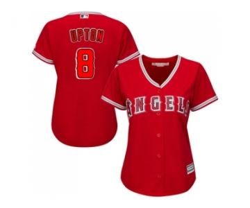 Women Los Angeles Angels #8 Justin Upton Red Alternate Stitched Baseball Jersey