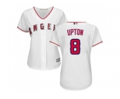 Women Los Angeles Angels #8 Justin Upton White Home Stitched Baseball Jersey