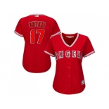 Women Los Angeles Angels Of Anaheim #17 Shohei Ohtani Red Alternate Stitched MLB Jersey