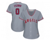 Women Majestic Los Angeles Angels of Anaheim #0 Yunel Escobar Authentic Grey Road Cool Base MLB Jersey