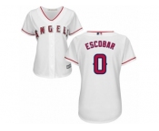 Women Majestic Los Angeles Angels of Anaheim #0 Yunel Escobar Authentic White Home Cool Base MLB Jersey