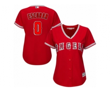 Women Majestic Los Angeles Angels of Anaheim #0 Yunel Escobar Replica Red Alternate MLB Jersey