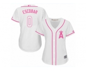 Women Majestic Los Angeles Angels of Anaheim #0 Yunel Escobar Replica White Fashion Cool Base MLB Jersey