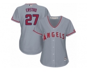 Women Majestic Los Angeles Angels of Anaheim #27 Darin Erstad Replica Grey Road Cool Base MLB Jersey