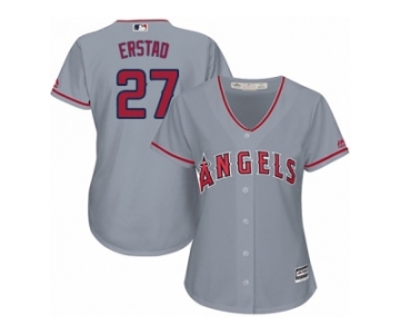 Women Majestic Los Angeles Angels of Anaheim #27 Darin Erstad Replica Grey Road Cool Base MLB Jersey