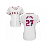 Women Majestic Los Angeles Angels of Anaheim #27 Darin Erstad Replica White Home Cool Base MLB Jersey