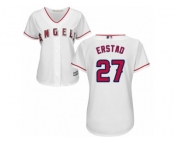 Women Majestic Los Angeles Angels of Anaheim #27 Darin Erstad Replica White Home Cool Base MLB Jersey