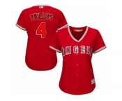 Women Majestic Los Angeles Angels of Anaheim #4 Brandon Phillips Authentic Red Alternate MLB Jersey