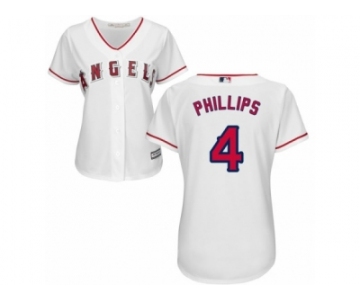 Women Majestic Los Angeles Angels of Anaheim #4 Brandon Phillips Authentic White Home Cool Base MLB Jersey