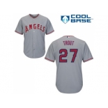 Women's Los Angeles Angels Of Anaheim #27 Mike Trout Grey Road Stitched MLB Jersey