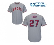 Women's Los Angeles Angels Of Anaheim #27 Mike Trout Grey Road Stitched MLB Jersey