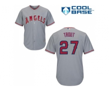 Women's Los Angeles Angels Of Anaheim #27 Mike Trout Grey Road Stitched MLB Jersey