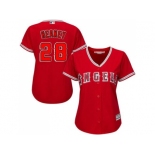 Women's Los Angeles Angels Of Anaheim #28 Andrew Heaney Red Alternate Stitched MLB Jersey