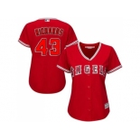 Women's Los Angeles Angels Of Anaheim #43 Garrett Richards Red Alternate Stitched MLB Jersey