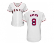 Women's Los Angeles Angels Of Anaheim #9 Cameron Maybin White Home Stitched MLB Jersey