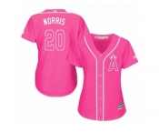 Women's Majestic Los Angeles Angels of Anaheim #20 Bud Norris Replica Pink Fashion MLB Jersey