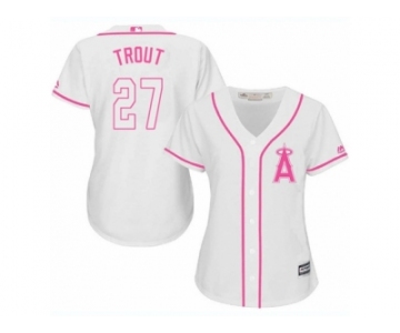 Women's Majestic Los Angeles Angels of Anaheim #27 Mike Trout Authentic White Fashion Cool Base MLB Jersey