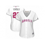 Women's Majestic Los Angeles Angels of Anaheim #27 Mike Trout Authentic White Mother's Day Cool Base MLB Jersey