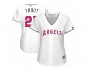 Women's Majestic Los Angeles Angels of Anaheim #27 Mike Trout Authentic White Mother's Day Cool Base MLB Jersey