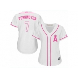 Women's Majestic Los Angeles Angels of Anaheim #7 Cliff Pennington Authentic White Fashion Cool Base MLB Jersey