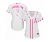 Women's Majestic Los Angeles Angels of Anaheim #7 Cliff Pennington Authentic White Fashion Cool Base MLB Jersey