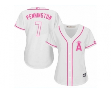 Women's Majestic Los Angeles Angels of Anaheim #7 Cliff Pennington Authentic White Fashion Cool Base MLB Jersey