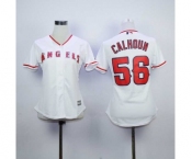 women mlb jerseys los angeles angels #56 calhoun white