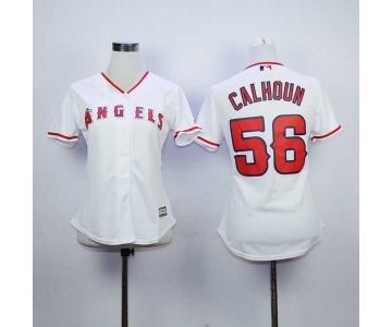 women mlb jerseys los angeles angels #56 calhoun white