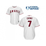 Youth Los Angeles Angels #7 Zack Cozart White Cool Base Stitched MLB Jersey