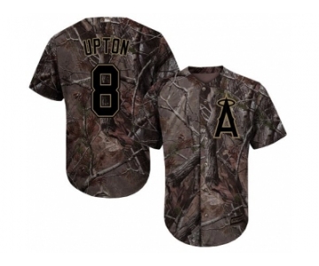 Youth Los Angeles Angels #8 Justin Upton Camo Realtree Collection Cool Base Stitched MLB Jersey